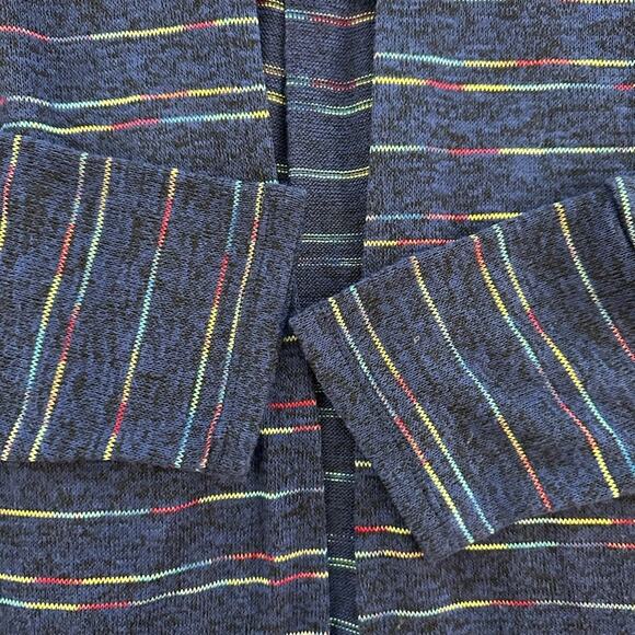 Torrid Open Lightweight Cardigan Blue Multi Rainbow Stripe Long Sleeve Sz 2 = 2X - Picture 3 of 9